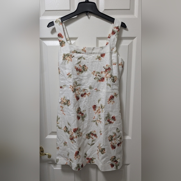 Abercrombie & fitch linen-blend wide strap mini dress Strawberry medium tall NWT - Picture 2 of 4